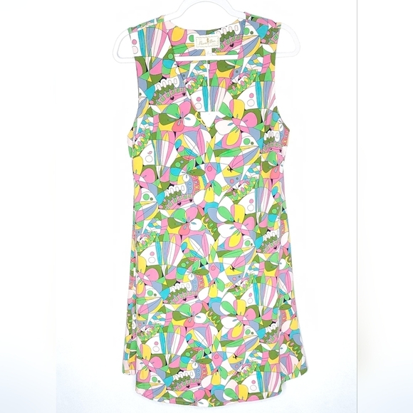 Flora Bea Nyc Livie Butterfly Colorful Stretchy Mini Sleeveless Dress Size L - Picture 6 of 12